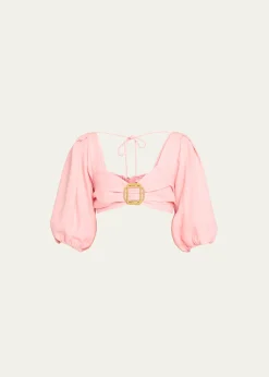 Ramy BrookKelsey Balloon-Sleeve Cropped Blouse