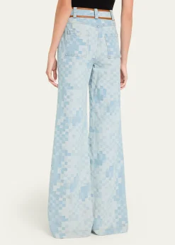 Ramy BrookPaula Checkered Denim Wide-Leg Pants