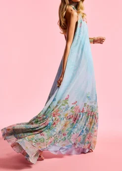 RetrofeteFrancy Floral Chiffon Halter Dress