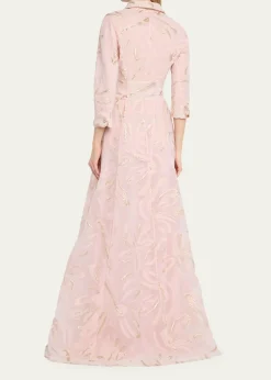 Rickie Freeman for Teri JonMetallic Organza Jacquard Shirt Gown