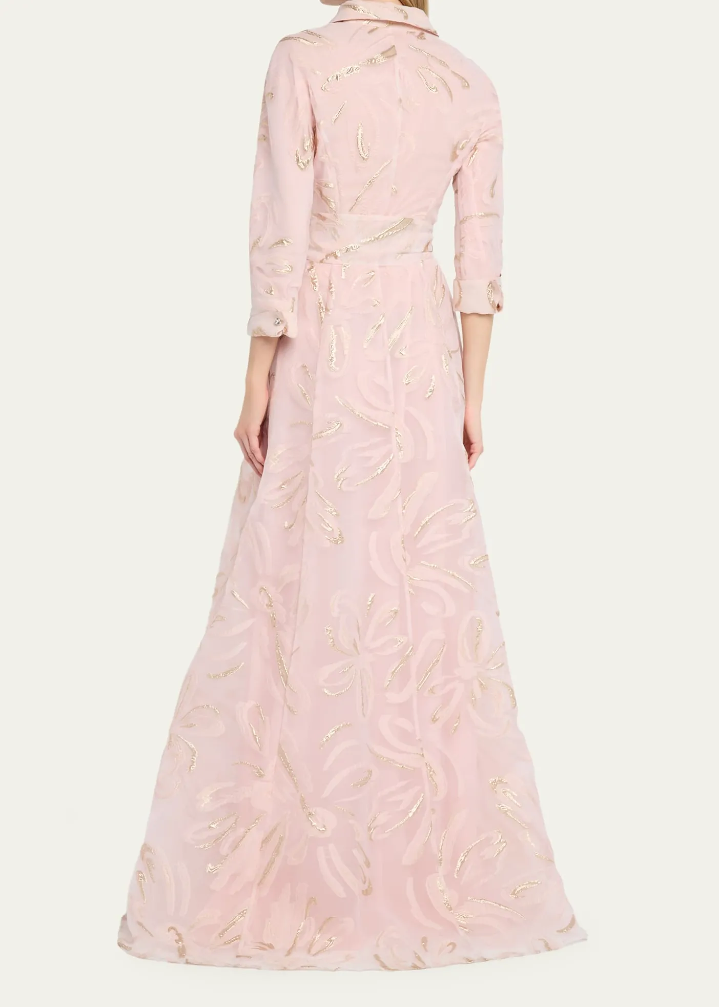 Rickie Freeman for Teri JonMetallic Organza Jacquard Shirt Gown
