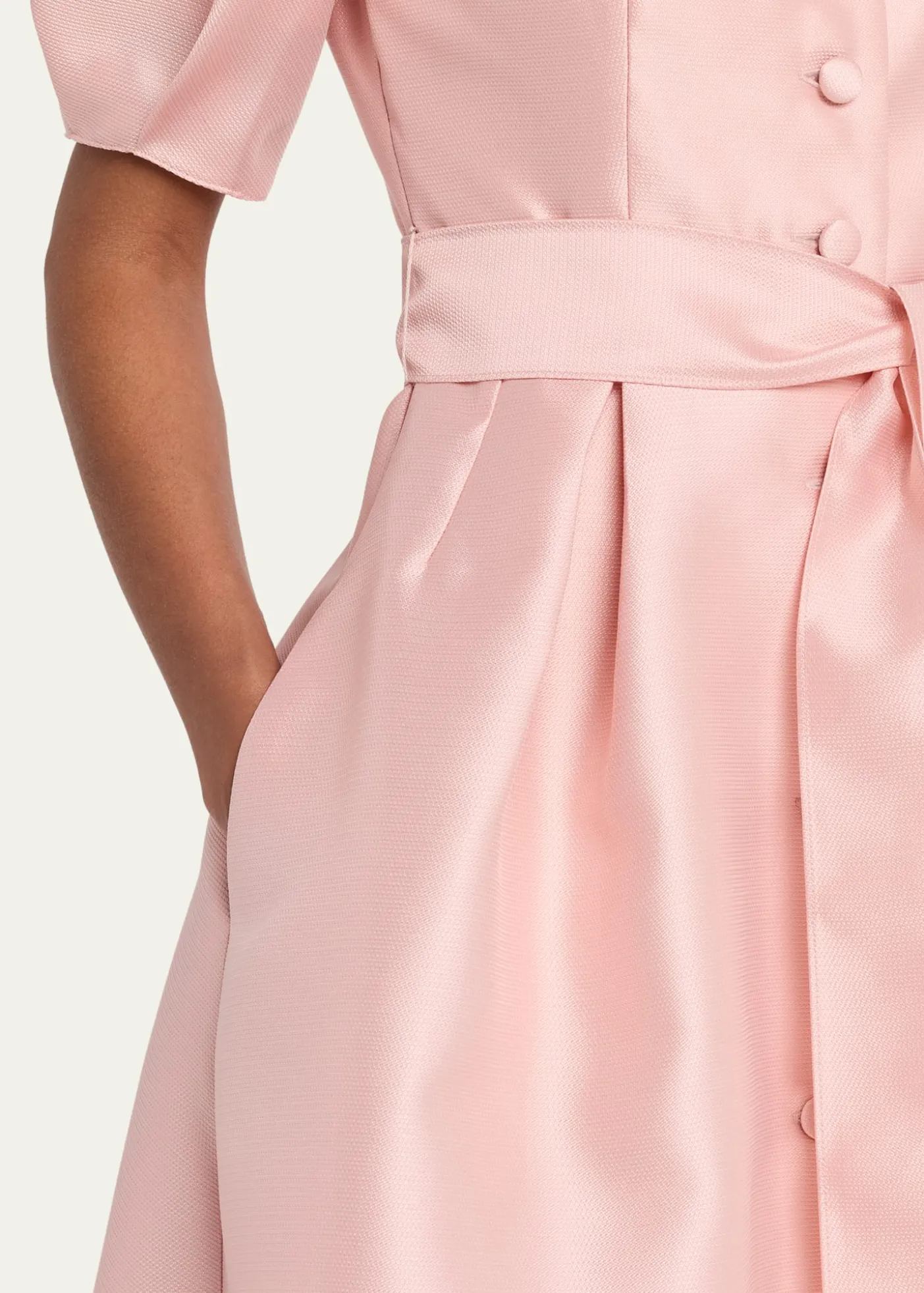Rickie Freeman for Teri JonPuff-Sleeve Pique Faille Shirtdress