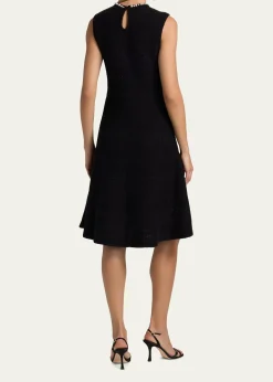 Rickie Freeman for Teri JonSleeveless Beaded Metallic Knit Dress