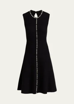Rickie Freeman for Teri JonSleeveless Beaded Metallic Knit Dress