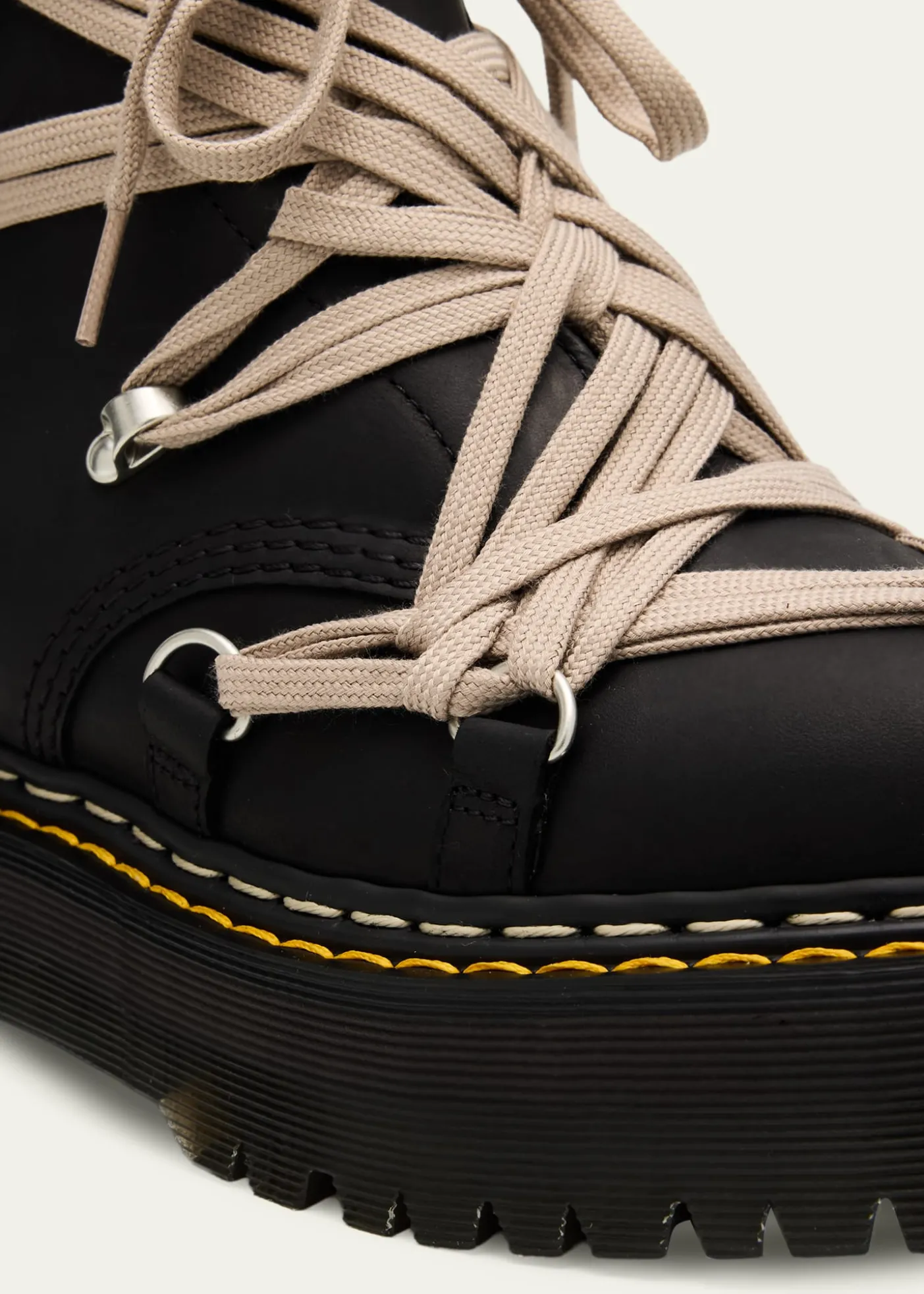 Rick Owensx Dr. Martens 1460 Quad Sole Mega Lace Leather Ankle Boots