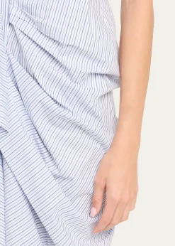 Rosie AssoulinGathered Ruffle Striped Cotton Midi Shirtdress