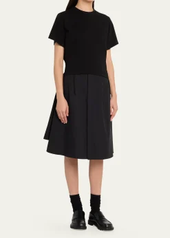 SACAICotton Poplin x Knit Shirtdress