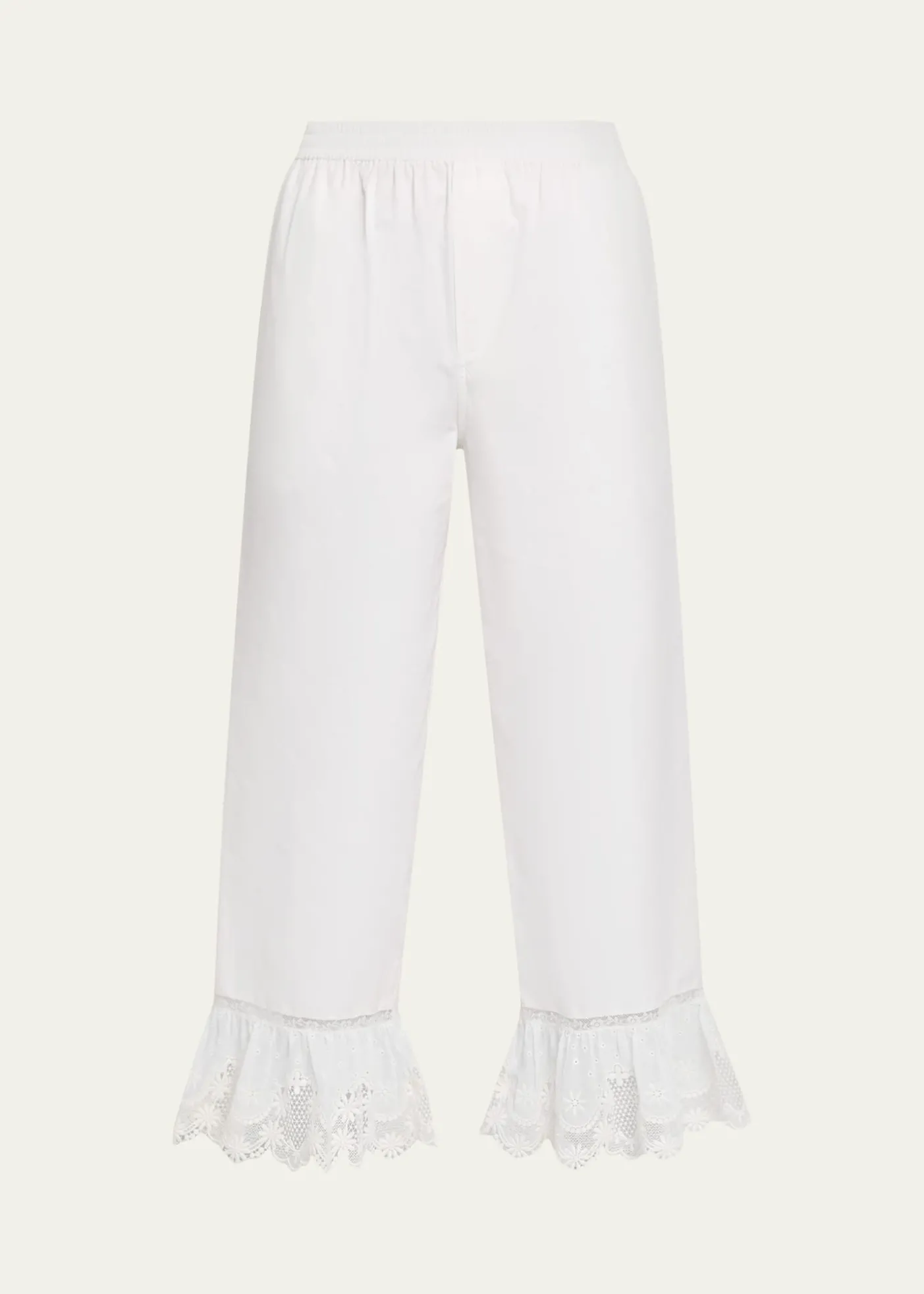 Saint LaurentBroderie Anglaise Ruffle Straight-Leg Crop Pants