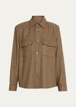 Saint LaurentHoundstooth Wool Shirt Jacket