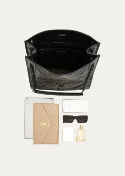 Saint LaurentNiki Medium YSL Shopper Tote Bag in Crinkled Leather