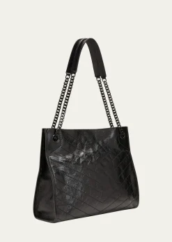 Saint LaurentNiki Medium YSL Shopper Tote Bag in Crinkled Leather