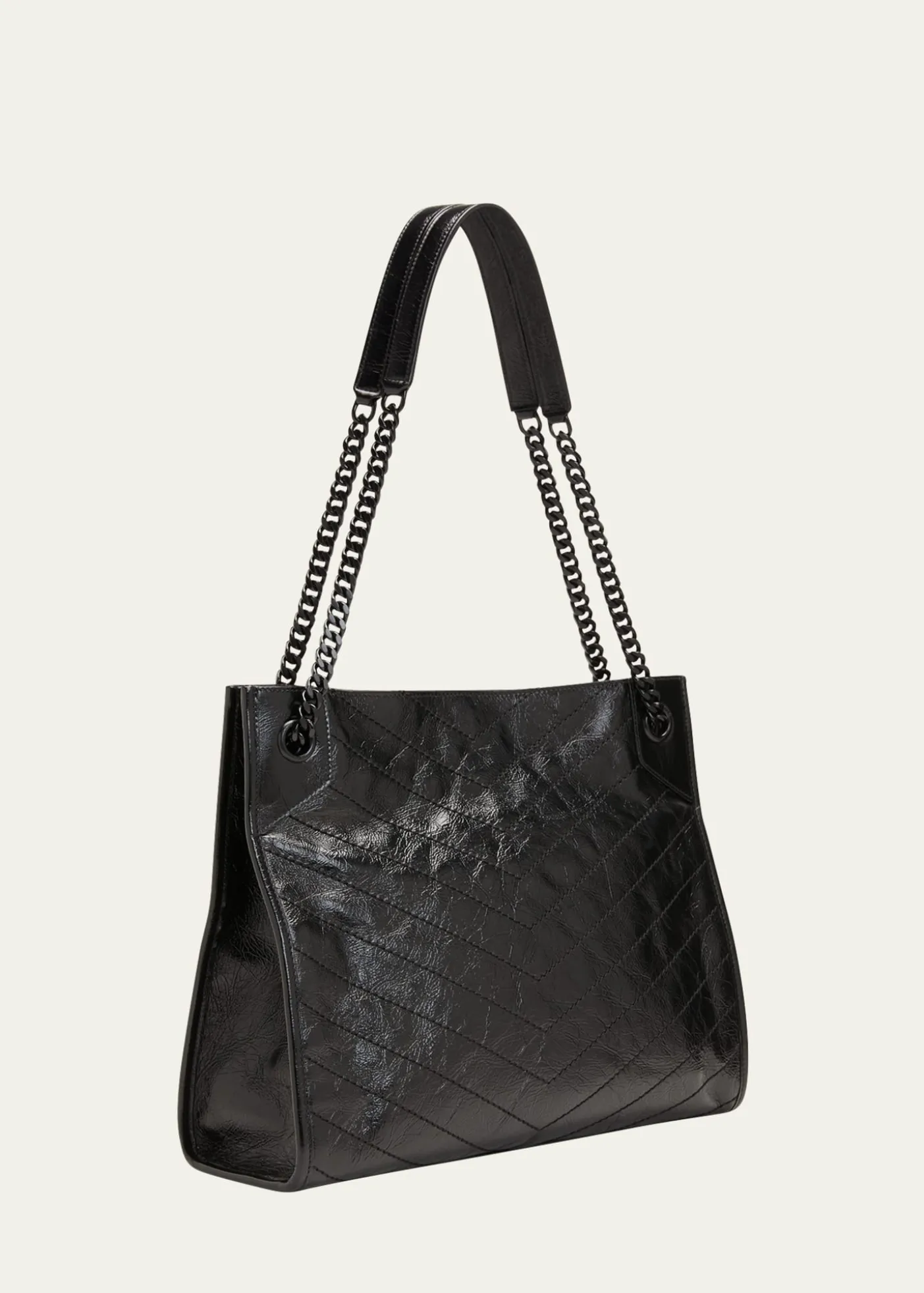Saint LaurentNiki Medium YSL Shopper Tote Bag in Crinkled Leather