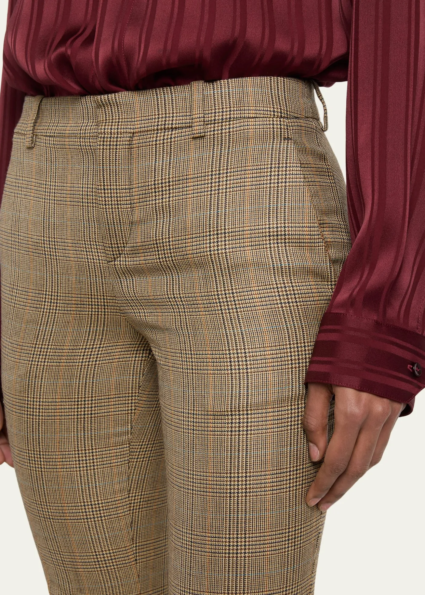 Saint LaurentPuppytooth Prince of Wales Wool Flared Pants