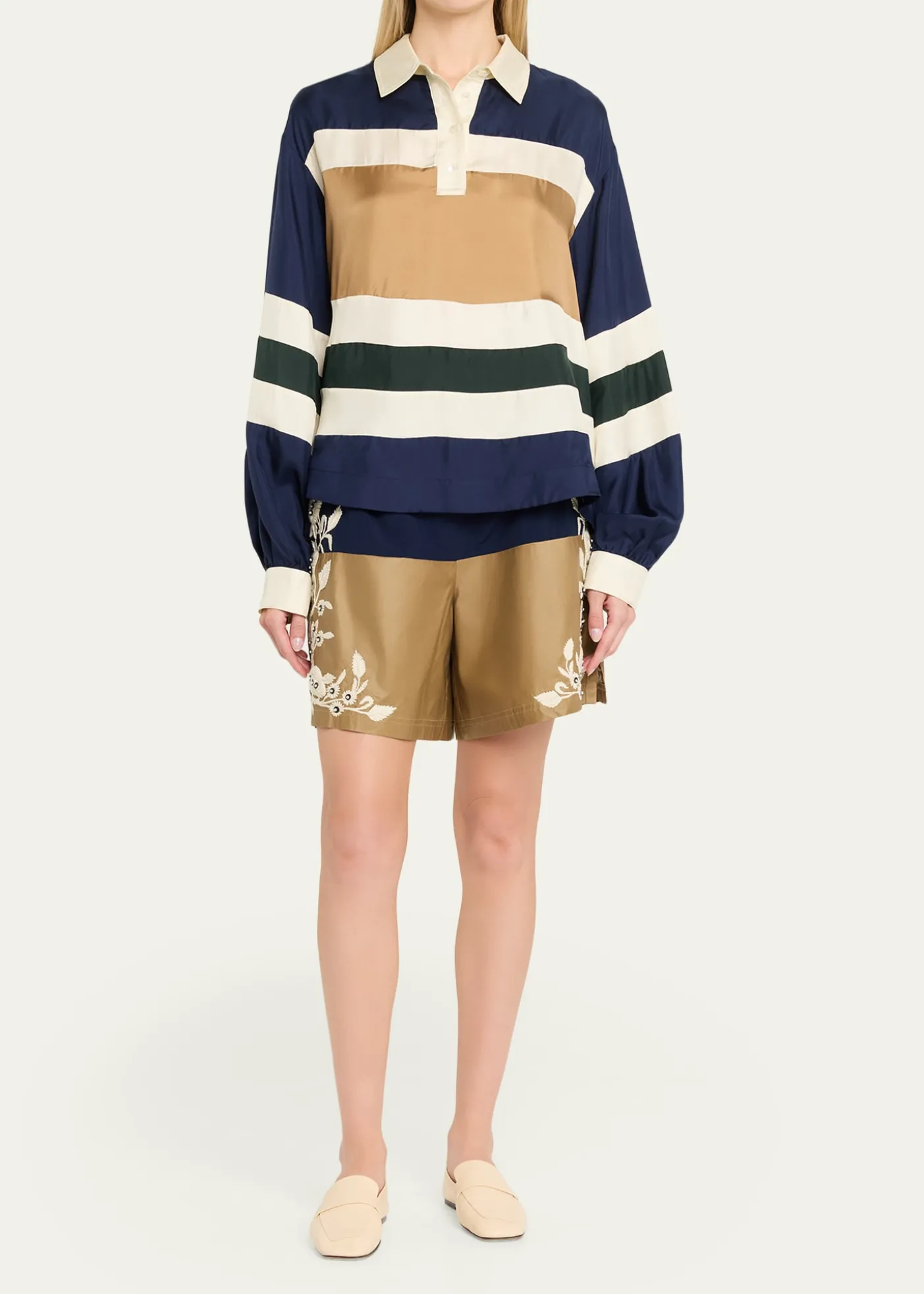 SeaJuliet Stripe Long-Sleeve Polo