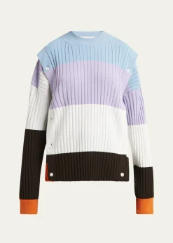 SETCHUDetachable Ribbed Button Sweater