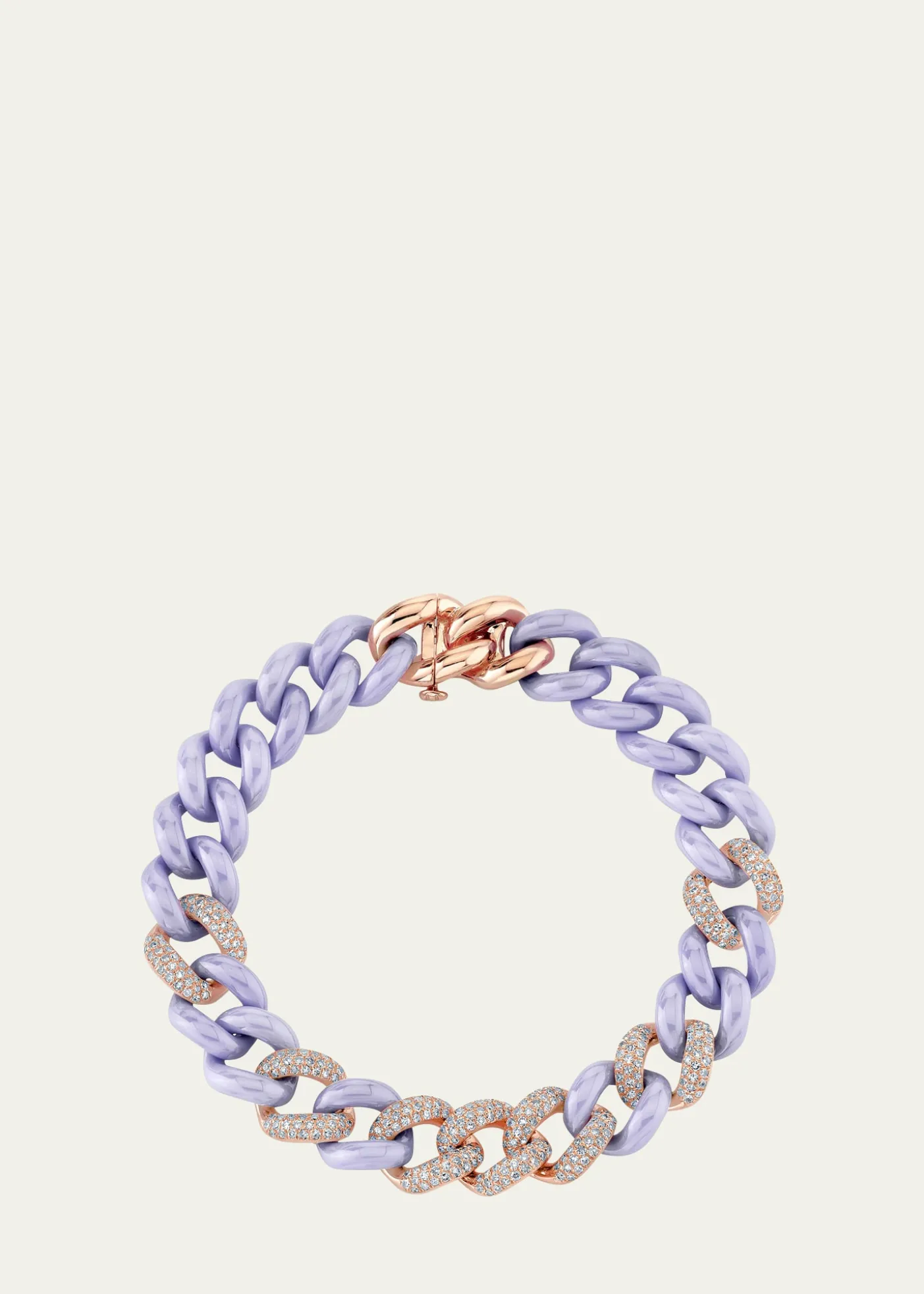 SHAY18K Rose Gold Pavé Diamond & Lavender Ceramic Essential Link Bracelet