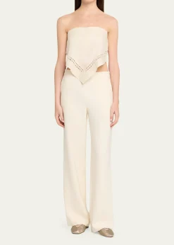 SIMKHAILahni Strapless Linen Lace Top