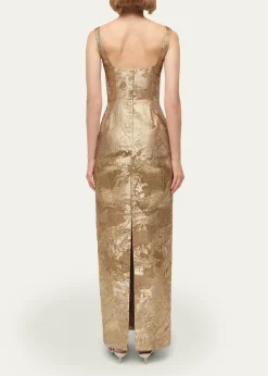 SIMKHAIViella Sleeveless Metallic Jacquard Column Gown
