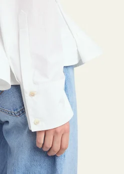 Stella McCartneyCotton Poplin Button-Front Peplum Shirt