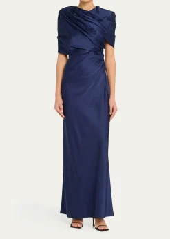 Stella McCartneyDraped Capelet Satin Gown
