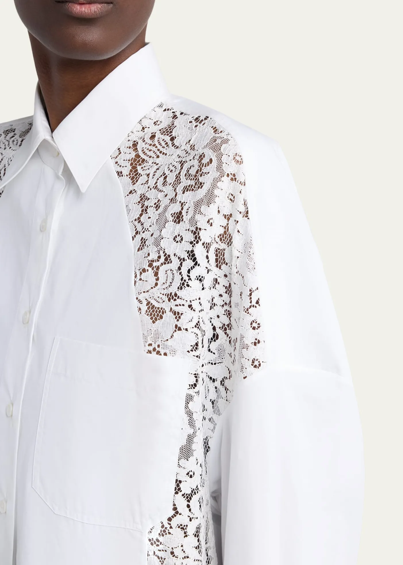 Stella McCartneyLace-Paneled Poplin Button-Down Shirt