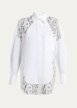 Stella McCartneyLace-Paneled Poplin Button-Down Shirt