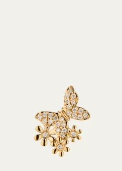 Sydney Evan14K Butterfly Daisy Cluster Stud Earring, Single (Right)