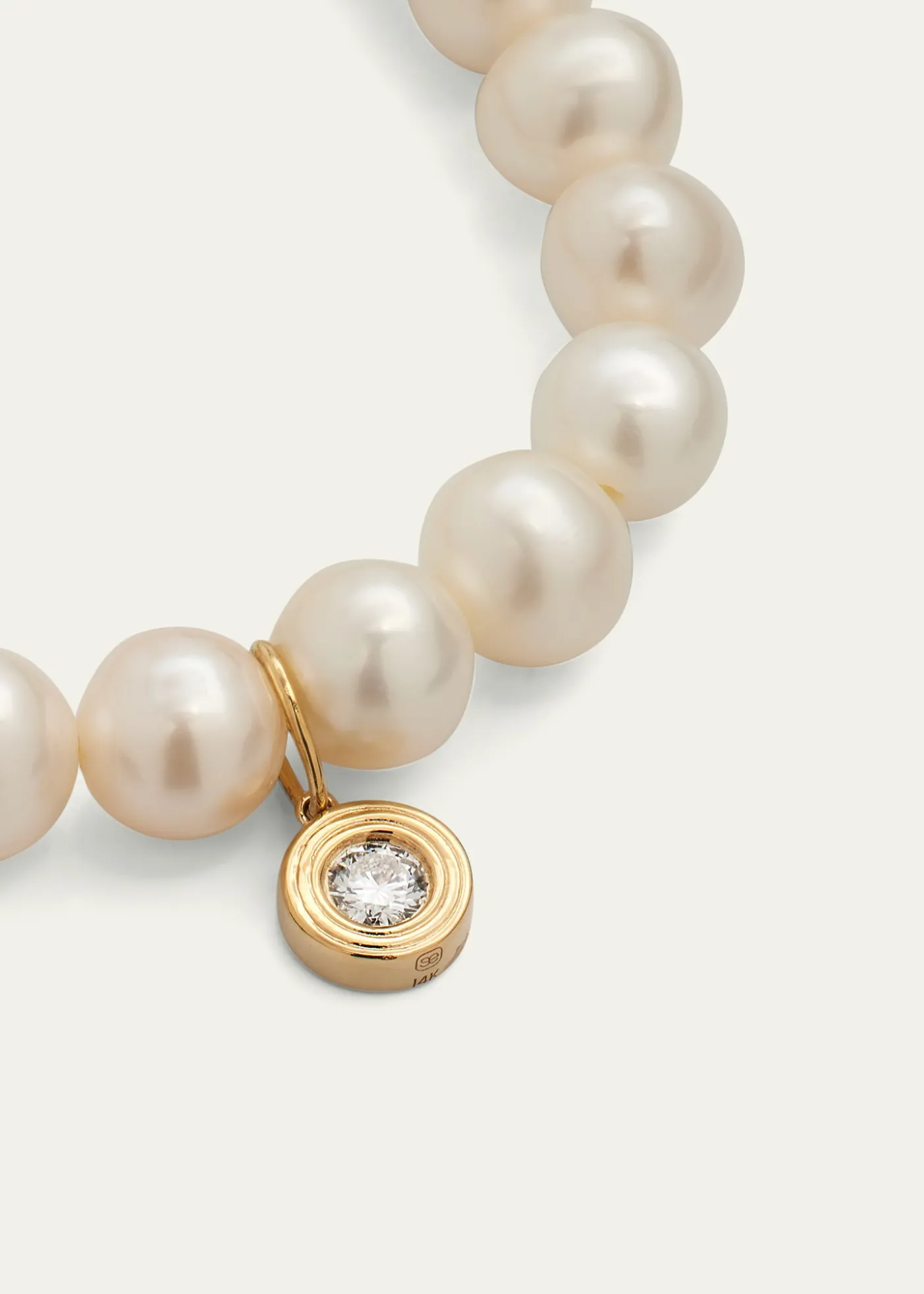 Sydney Evan14k Gold Pearl Beaded Bracelet with Diamond Charm