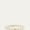Sydney Evan14K Half Pave Heart Charm on Pearl Stretch Bracelet