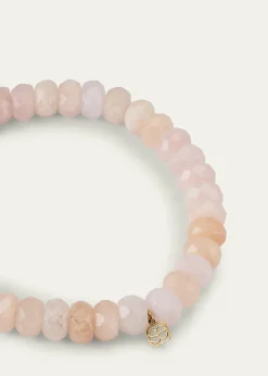 Sydney Evan14k Morganite Beaded Bracelet with Disc Charm