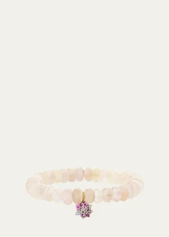 Sydney Evan14k Morganite Beaded Bracelet with Disc Charm