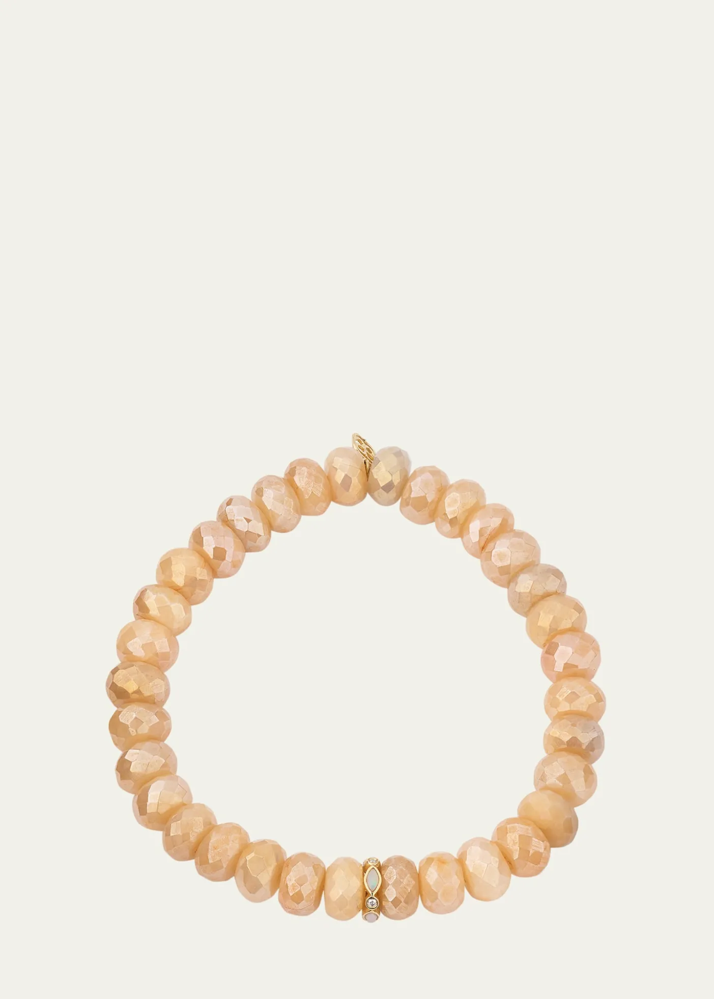 Sydney Evan14K Pink Opal and Diamond Bezel 8mm Rondelle on Moonstone Bracelet