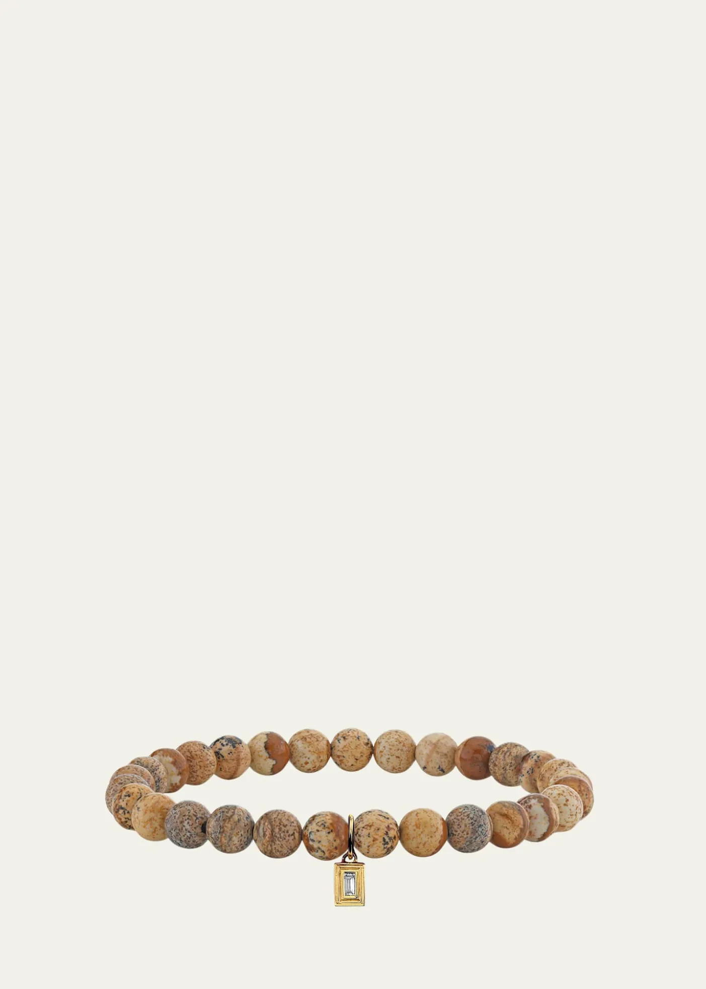 Sydney Evan14K Single Baguette Diamond on Jasper Stretch Bracelet