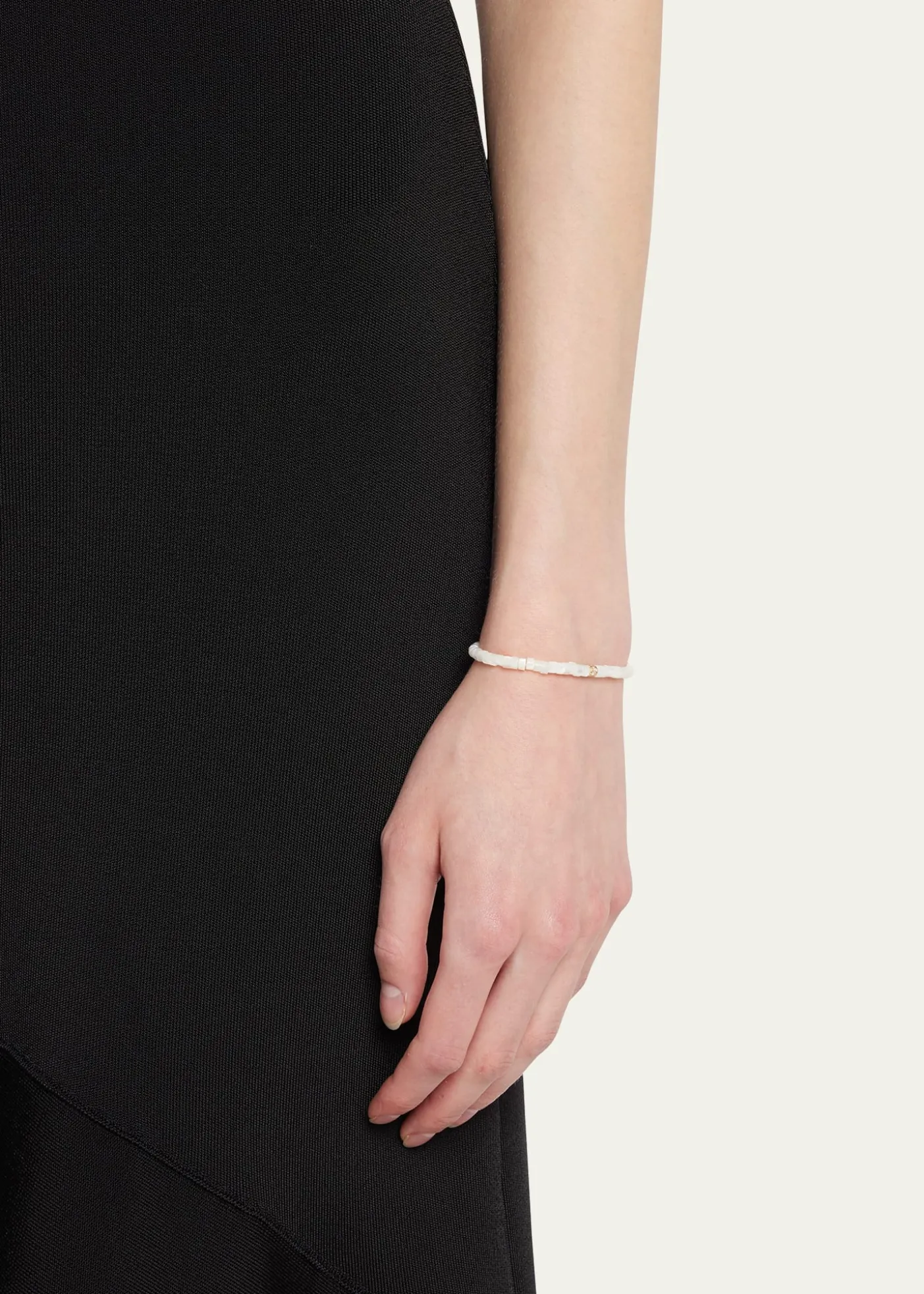 Sydney Evan14K Yellow Gold Scallop Edge Pave Rondelle and Mother-of-Pearl Bracelet