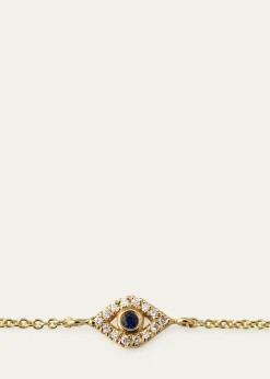 Sydney Evan14K Yellow Gold and Diamond Small Bezel Evil Eye Bracelet