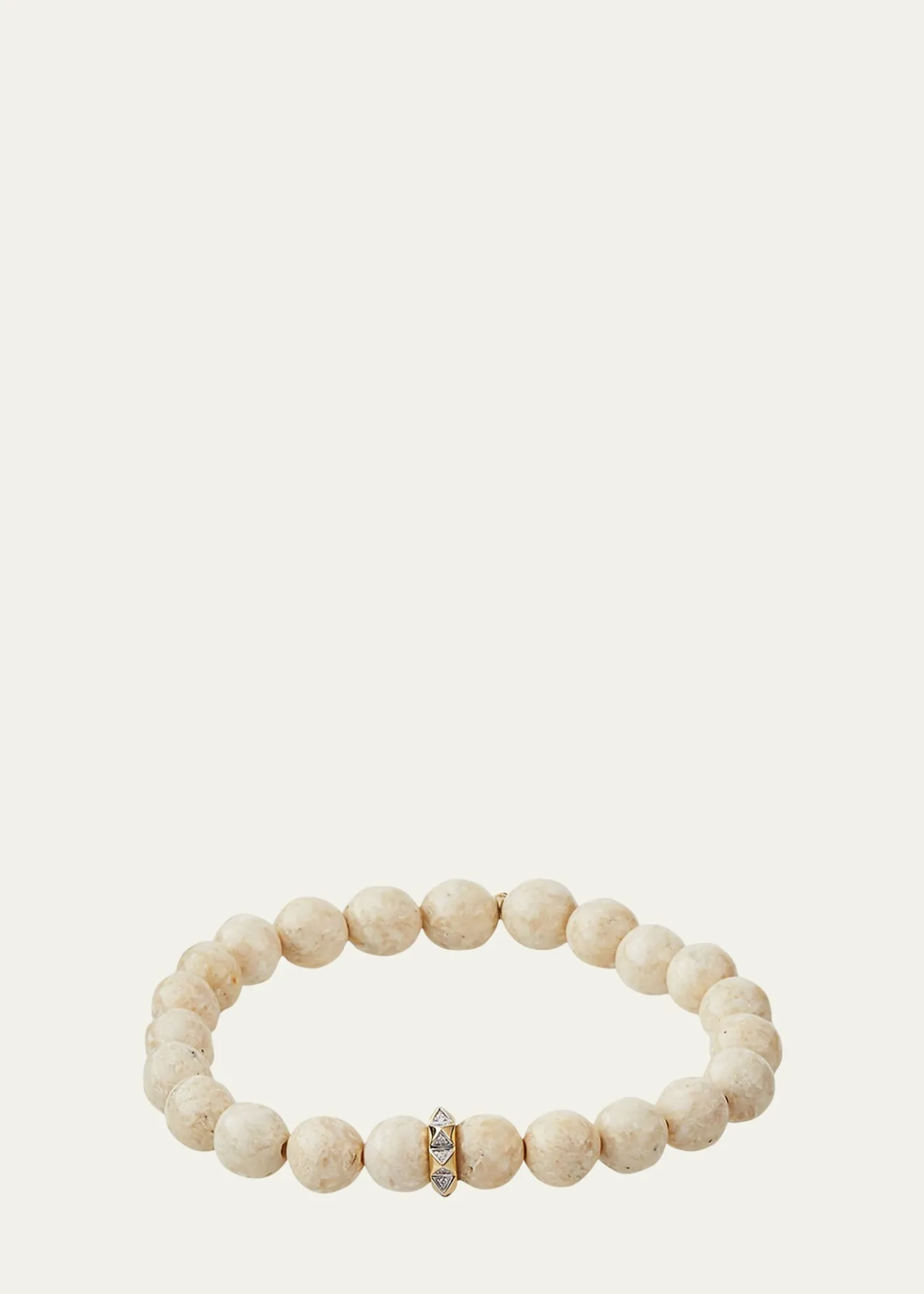 Sydney Evan8mm Cream Jasper Spike Spacer Stretch Bracelet