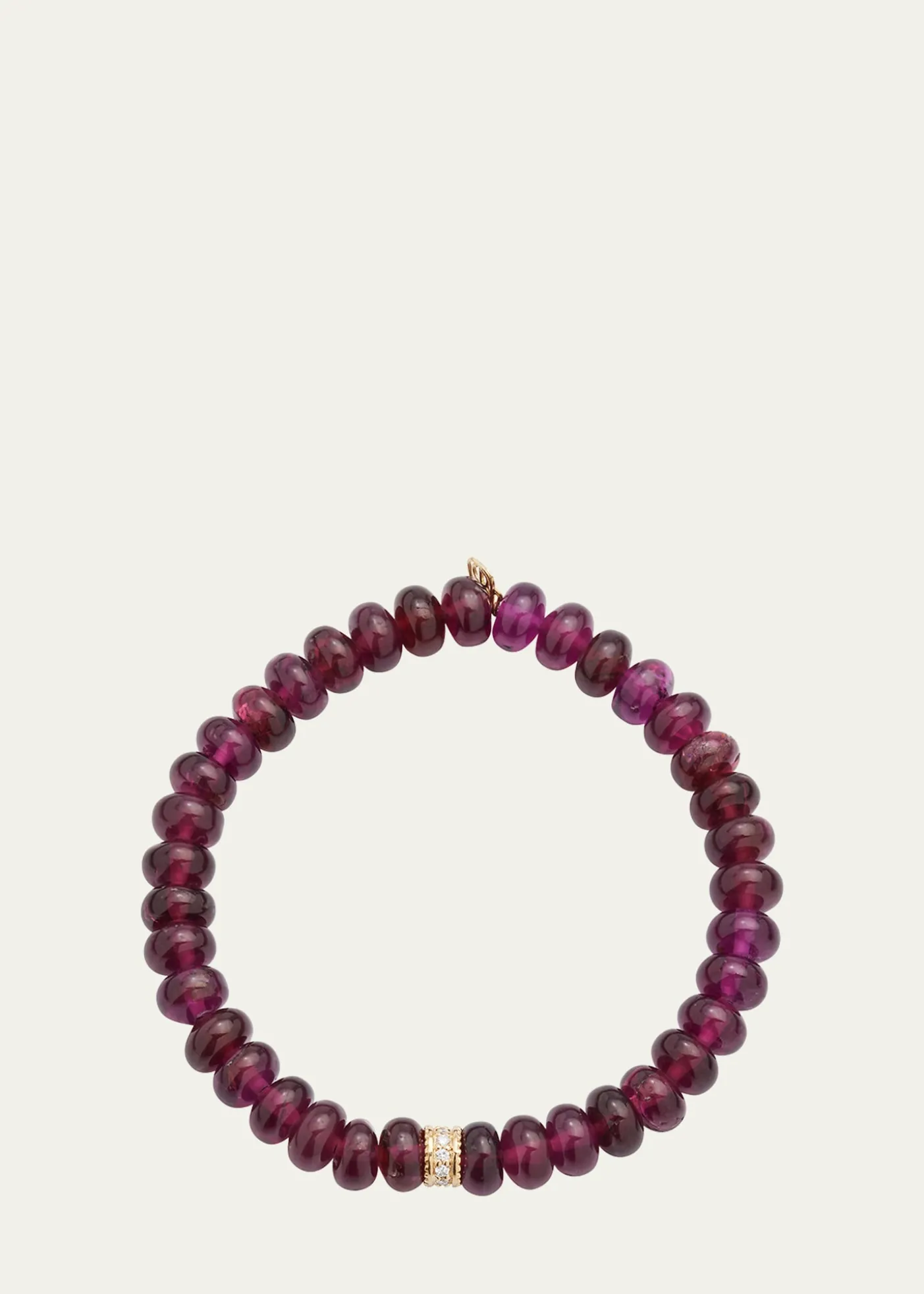 Sydney EvanScallop Edge Pave Rondelle on Rhodolite Bead Bracelet