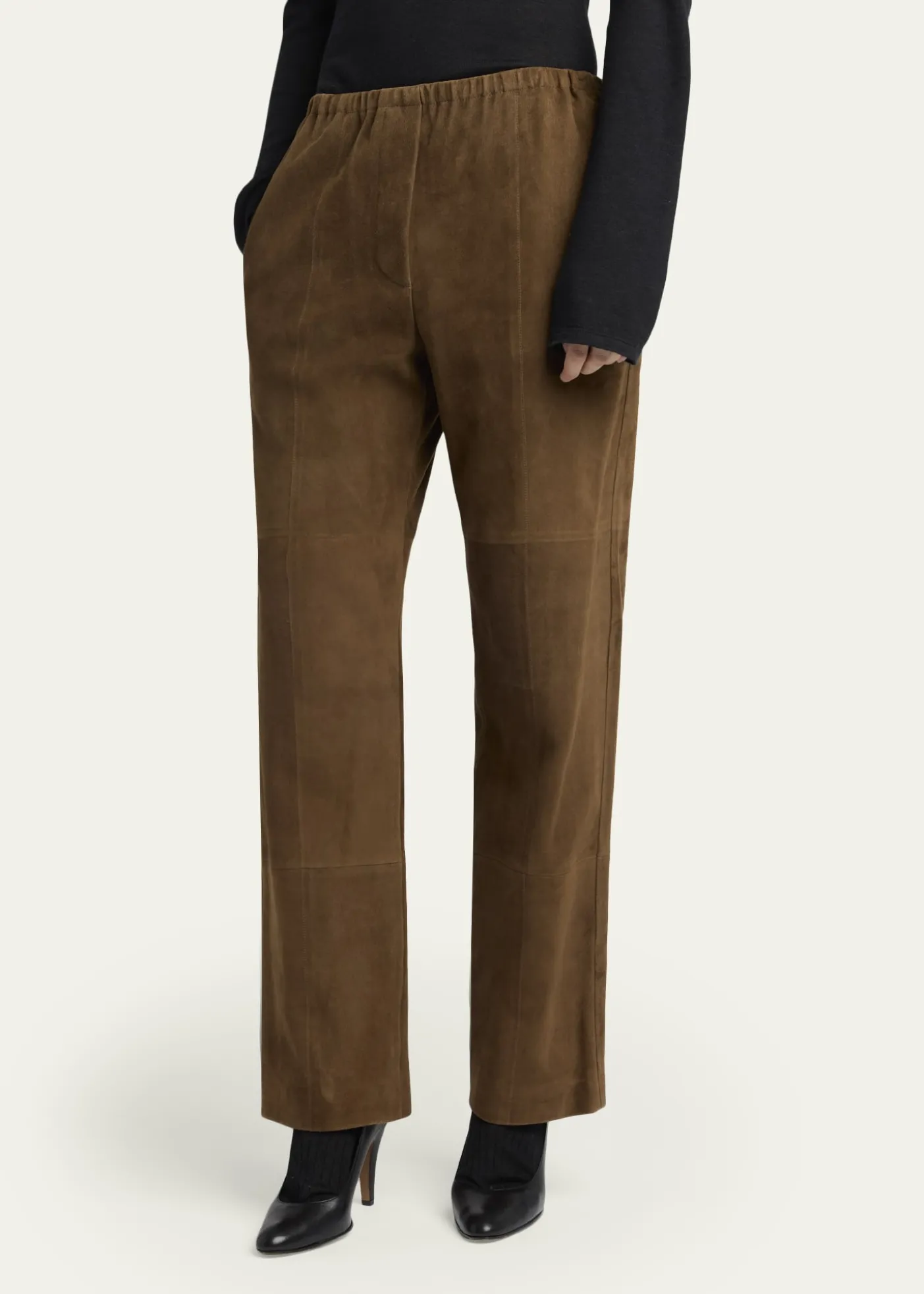 THE ROWKenan Suede Straight-Leg Pull-On Pants