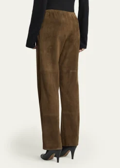 THE ROWKenan Suede Straight-Leg Pull-On Pants