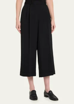 THE ROWLior Double-Pleated Wide-Leg Ankle Pants