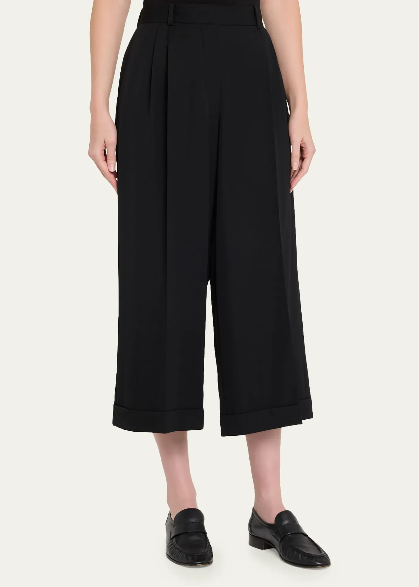 THE ROWLior Double-Pleated Wide-Leg Ankle Pants