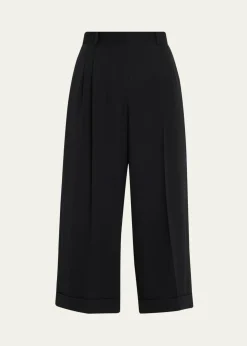 THE ROWLior Double-Pleated Wide-Leg Ankle Pants