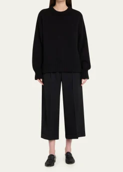 THE ROWLior Double-Pleated Wide-Leg Ankle Pants
