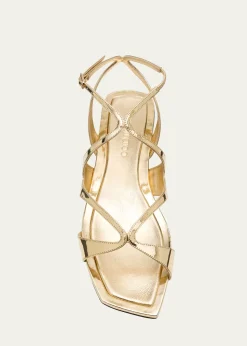 THIS ITEM IS NOT AVAILABLE.Jimmy ChooAyla Metallic Leather Ankle-Strap Sandals