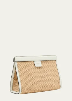 THIS ITEM IS NOT AVAILABLE.Jimmy ChooAvenue Logo Raffia Clutch Bag
