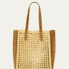 THIS ITEM IS NOT AVAILABLE.KhaiteZoe Woven Viscose Raffia and Suede Tote Bag