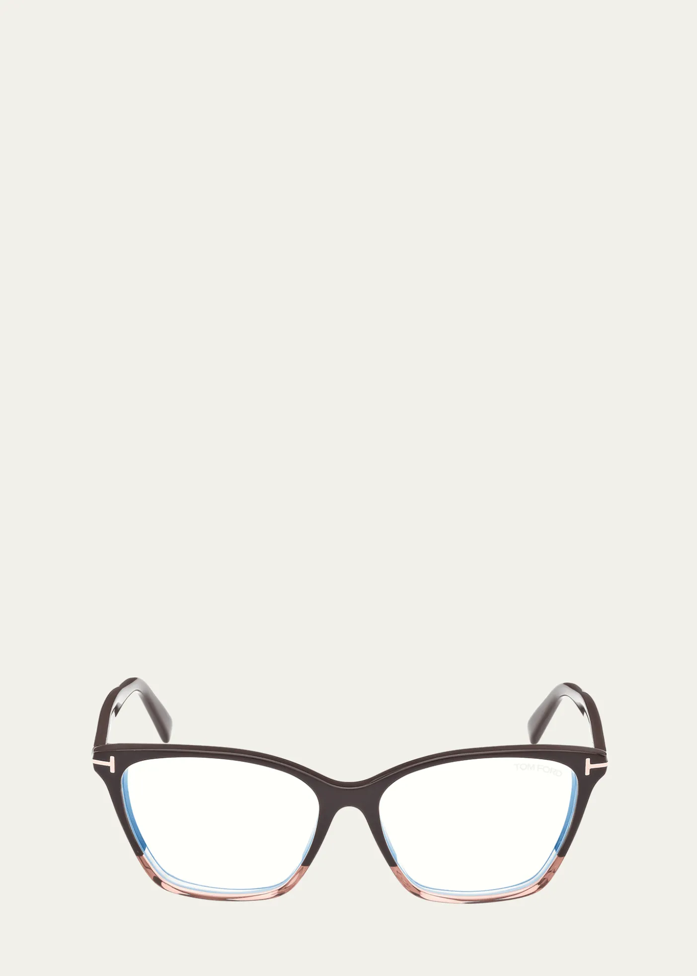 TOM FORDBlue Blocking Two-Tone Acetate Cat-Eye Glasses