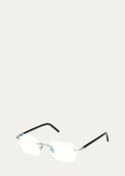 TOM FORDRimless Mixed-Media Rectangle Sunglasses
