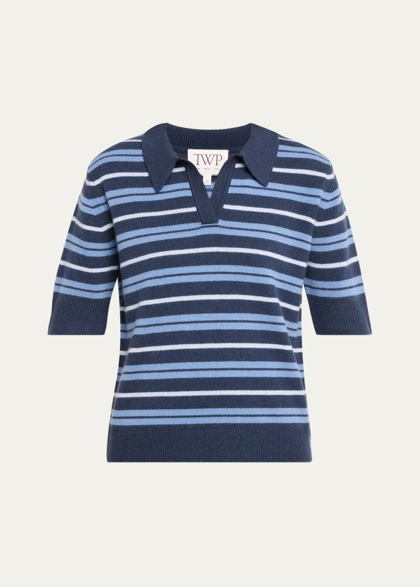 TWPSlightly Oversized Striped Cashmere Polo