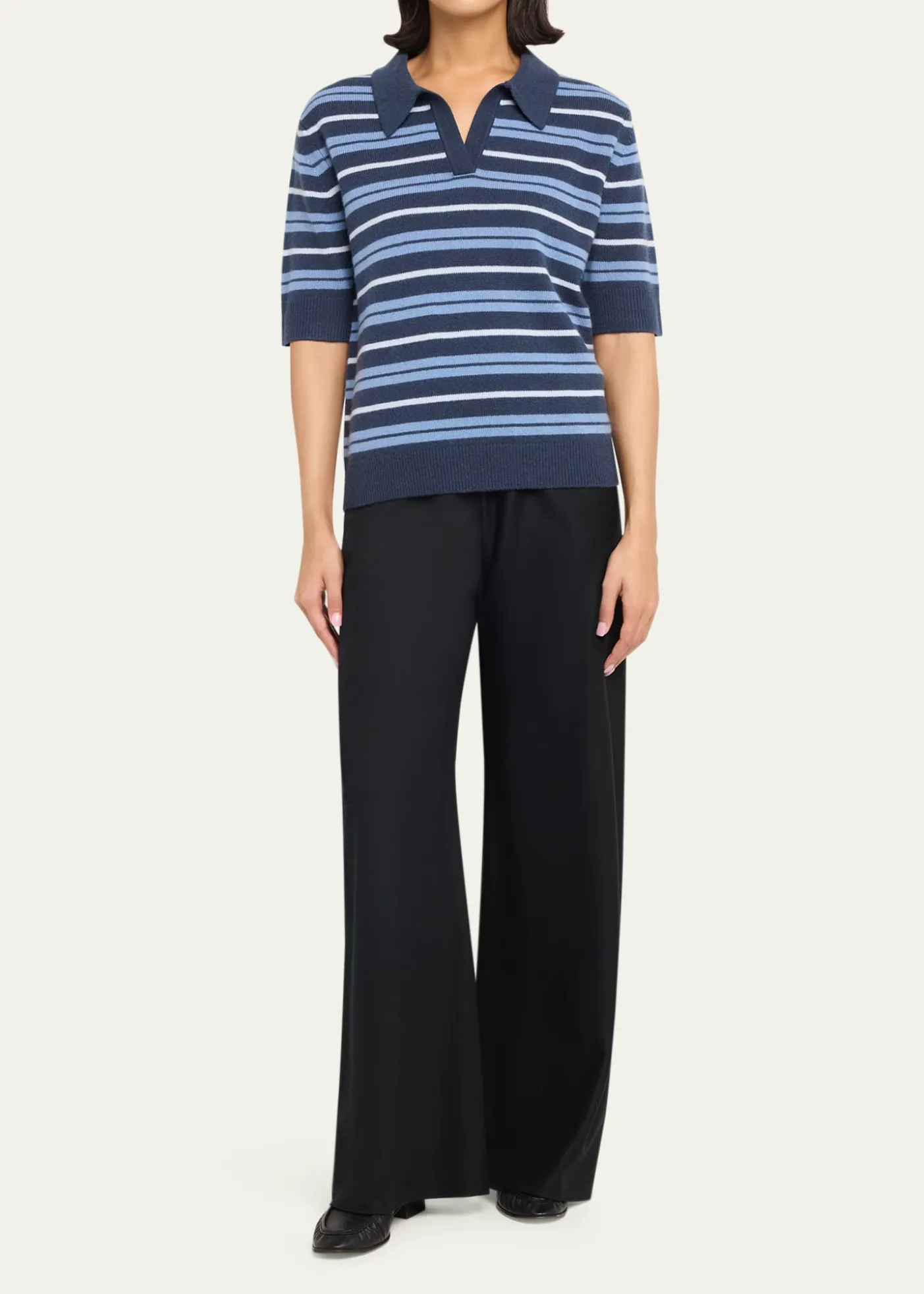 TWPSlightly Oversized Striped Cashmere Polo